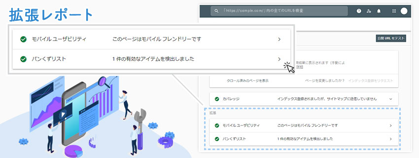 拡張レポートの確認