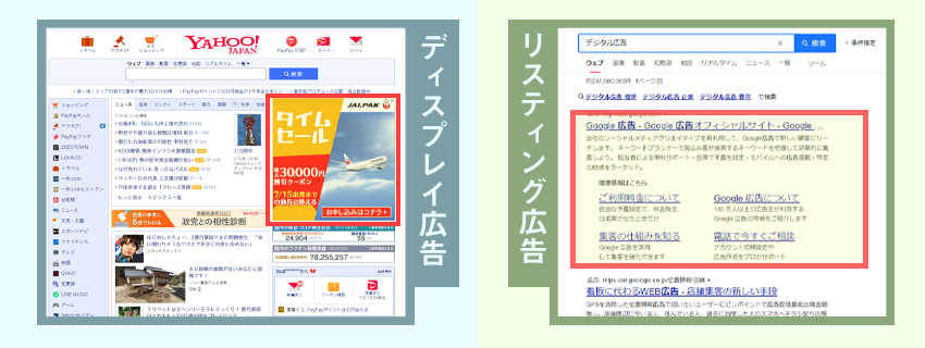 ディスプレイ広告とリスティング広告の違い