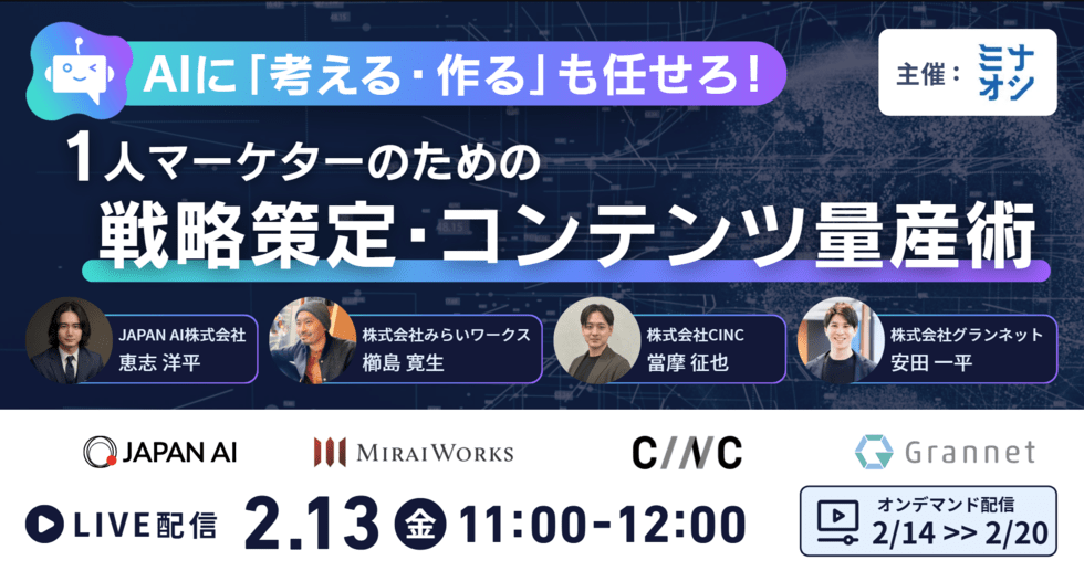 【AIに「考える・作る」も任せろ！】 一人マーケターのための戦略策定・コンテンツ量産術